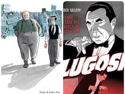 Portadas de los cómics 'Fatty. El primer rey de Hollywood' y 'Lugosi. Ascenso y caída del Drácula de Hollywood'.