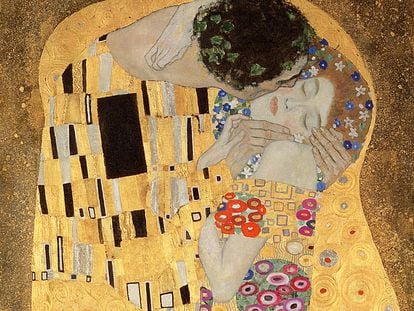 Detalle de El beso, 1907-08, de Gustav Klimt.