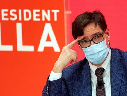 El candidato del PSC a la presidencia de la Generalitat, Salvador Illa, el miércoles en Barcelona.