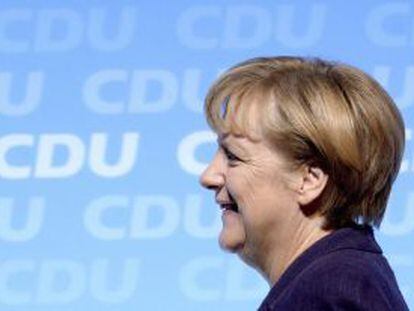 Merkel, en un mitin en Rust el martes.