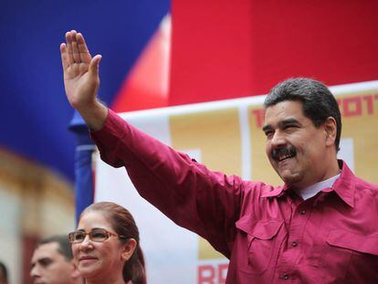 El presidente Maduro, en un mitin en Caracas, el martes