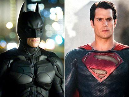 Christian Bale en el papel de Batman y Henry Cavill como Superman.