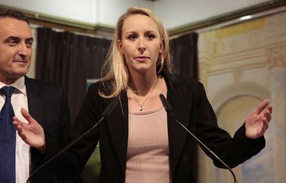 Marion Maréchal-Le Pen, una de las candidatas de la extrema derecha francesa derrotadas el 13 de diciembre, en su discurso tras el anuncio de los resultados.