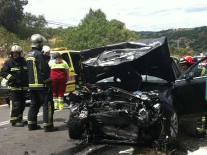 Accidente de tr&aacute;fico en Navalagamella, esta tarde. 