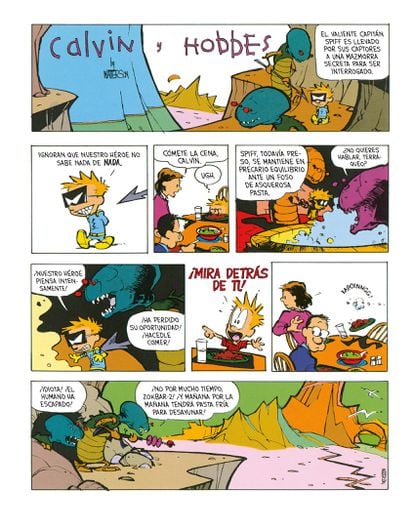 Página de 'El gran Calvin y Hobbes ilustrado', de Bill Watterson, editado por Astiberri.