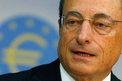 El presidente del BCE, Mario Draghi, en la rueda de prensa.
