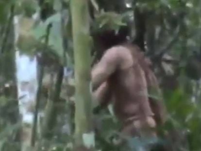 El hombre más solo del mundo en la selva con un hacha.