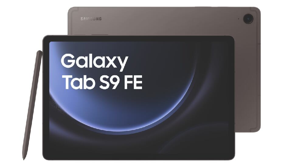 Vista frontal de la tableta Tab S9 FE, de Samsung.