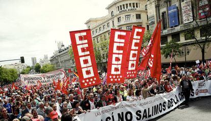 Manifestación del Primero de Mayo, en Madrid.