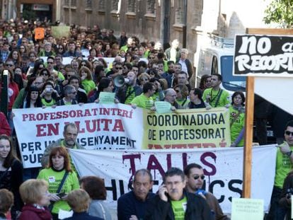 Manifestaci&oacute;n de interinos contra los recortes en Valencia, en marzo