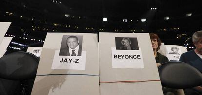 Los asientos de Jay Z y Beyoncé en los Grammy, durante los ensayos.