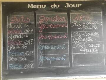 El menú escolar del centro de N’Zikro, en Costa de Marfil.