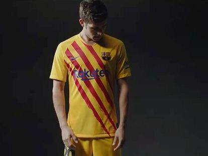 Sergi Roberto, con la nueva camiseta del Barça.