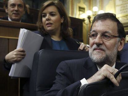 El presidente del Gobierno, Mariano Rajoy, y la vicepresidenta Soraya S&aacute;enz de Santamar&iacute;a. 