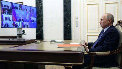  Putin, en la videoconferencia de su Consejo de Seguridad.