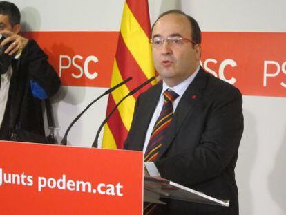 Miquel Iceta, en una intervención en la sede del PSC.