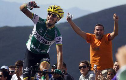 Antonio Piedra celebra su victoria en Covadonga.