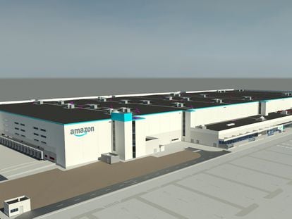 Imagen virtual del centro logístico que abrirá Amazon en Onda (Castellón) en 2022.