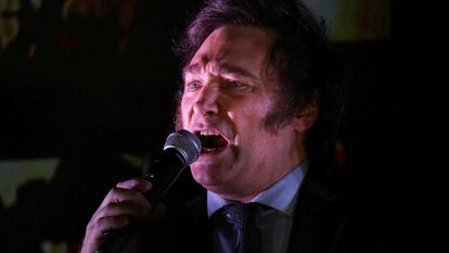 Javier Milei, presidente electo de Argentina, durante la noche de la elección, el pasado domingo 19 de noviembre,