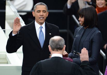 Obama jura su cargo durante la 57 ceremonia de toma de posesión.