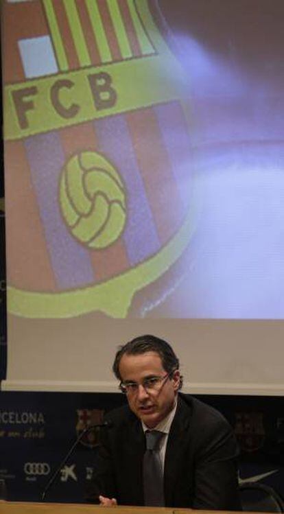 El vicepresidente económico del FC Barcelona, Javier Faus, durante la presentación de las cuentas de la temporada 2011-12.