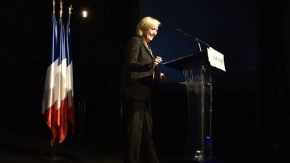 Marine Le Pen, candidata del Frente Nacional durante un discurso en Monswiller 