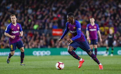 Dembélé, durante un partido del Barcelona.