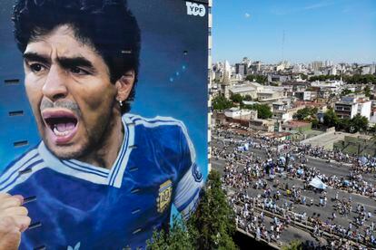 Un mural de Diego Maradona en las calles de Buenos Aires.