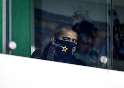 El Vice Presidente de Boca Juniors mira a la cámara antes de un partido de visitantes contra Banfield, 24 de julio de 2021.