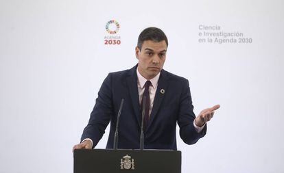 Pedro Sánchez, en un encuentro sobre ciencia e investigación en La Moncloa, en marzo.