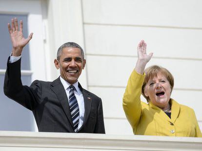 Barack Obama y Angela Merkel, este domingo en Hannover.