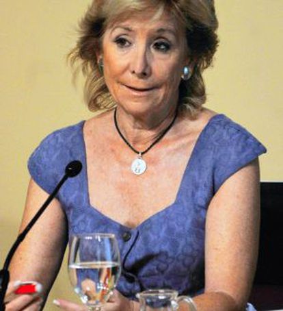 Esperanza Aguirre, tras el Consejo de Gobierno.