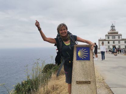 Catalina Fernández en Finisterre, A Coruña, en el kilómetro 0 del Camino Jacobeo.