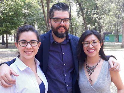Nayeli Roldán Sánchez, Manuel Ureste Cava y Miriam Castillo Moya en la Ciudad de México.
