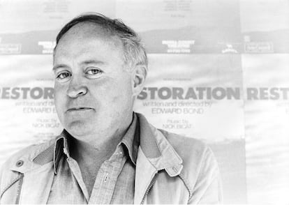 Edward Bond, in 1981 outside the Royal Court Theatre.