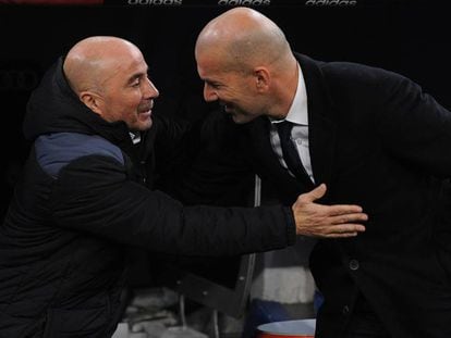 Sampaoli y Zidane, el pasado jueves.