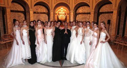 Les models de la firma Angel Sanchez, dimecres passat a la Barcelona Bridal Night.