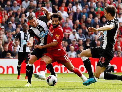 Mohamed Salah de Liverpool en el partido contra Newcastle.