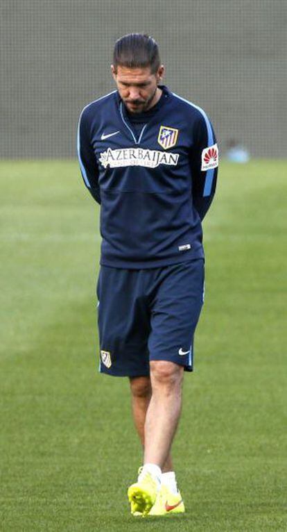 Simeone, durante el último entrenamiento 