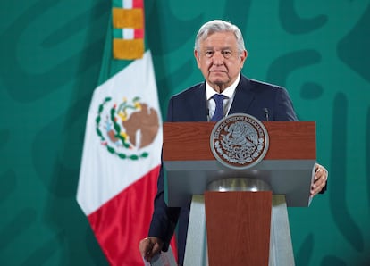El presidente de México, Andrés Manuel López Obrador, durante una conferencia de prensa matutina.
