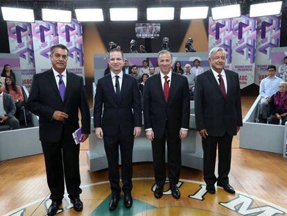 De izquierda a derecha, Jaime Rodríguez, Ricardo Anaya, José Antonio Meade y Andrés Manuel López Obrador. 