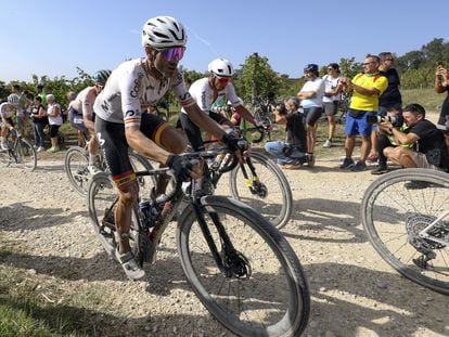 Alejandro Valverde, durante el Mundial de gravel.