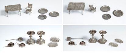 Miniaturas de plata de Sijena que se vendían en el mismo lote que la cuna.
