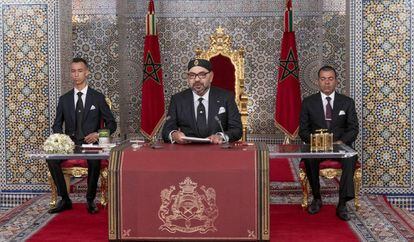 Mohamed VI, durante el discurso de su XX aniversario en el trono.