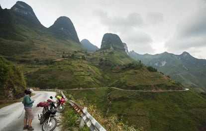 Ruta en moto por el Mai Pi Leng Pass, al norte de Vietnam.