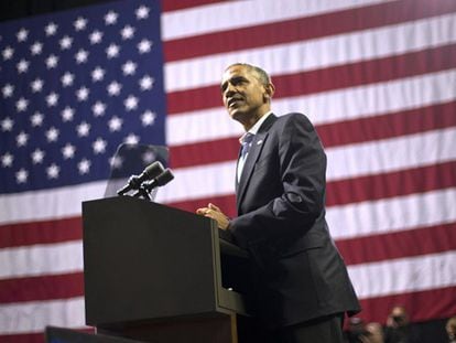Obama, en un acto electoral en la universidad de Filadelfia.
