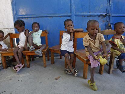 Un grupo de niños en el orfanato Le Coeur du Marie, en la capital haitiana.