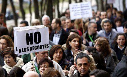 Imagen de la protesta en el Rectorado de la UPM.