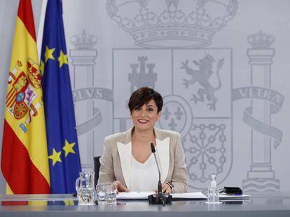 La ministra de Política Territorial y portavoz del Gobierno, Isabel Rodríguez, durante la rueda de prensa posterior al Consejo de Ministros.