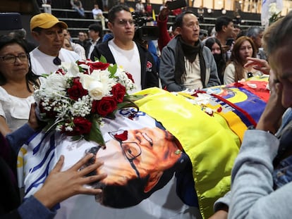 Homenaje post-mortem para recordar al asesinado candidato presidencial ecuatoriano Fernando Villavicencio, en Quito, el 11 de agosto de 2023.